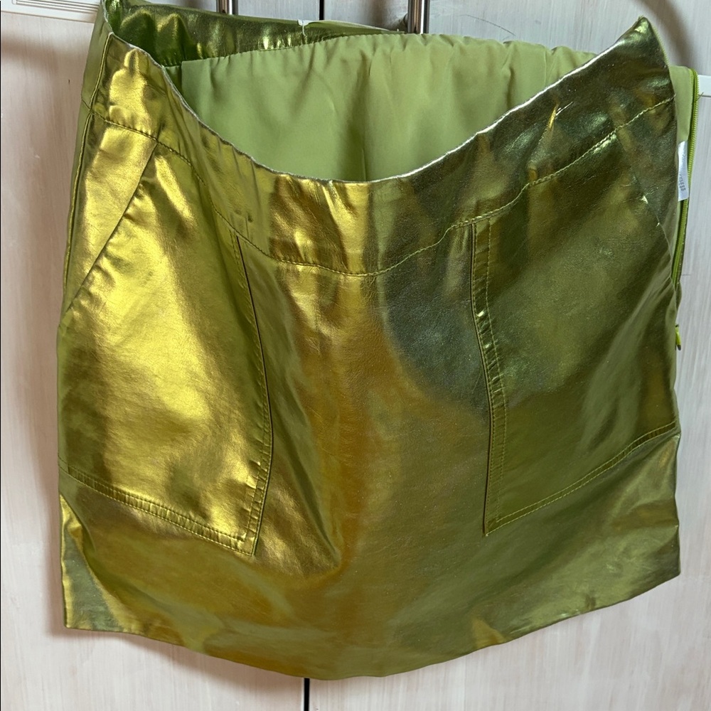 Metallic Green Mini Skirt
